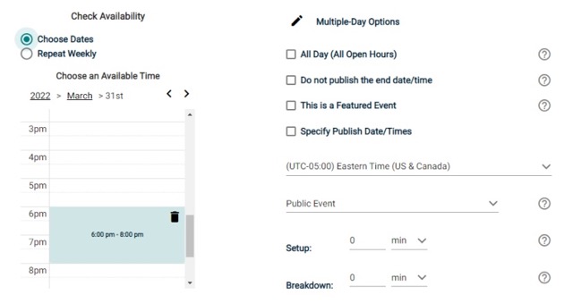 Selecting Times for a hourly event